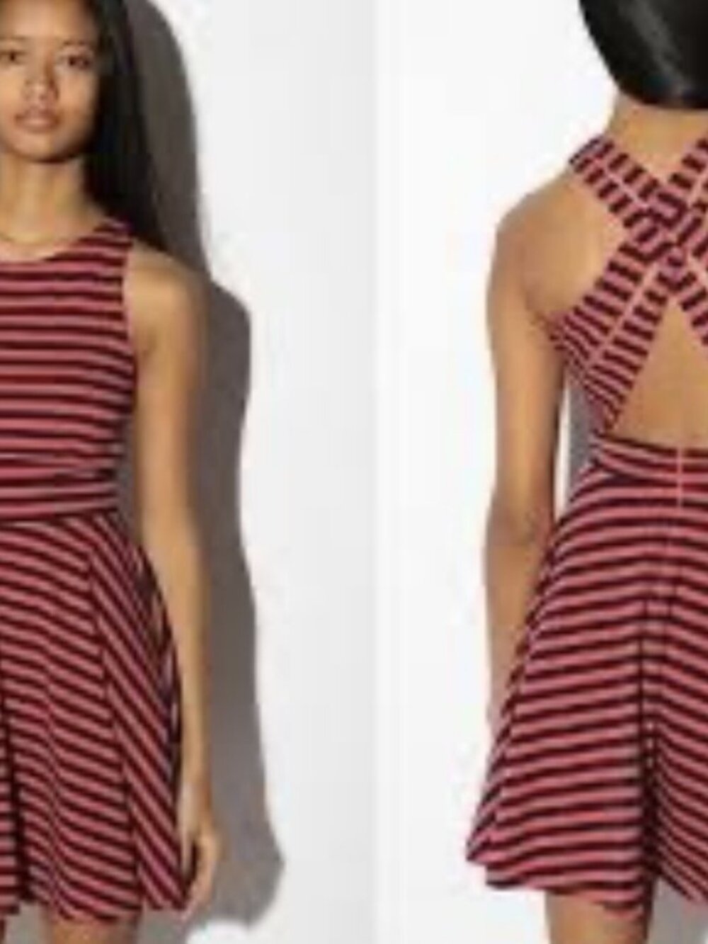 Lark & Wolff Size Small (S) Women's Striped Fit & Flare Dress with Cutout Back D